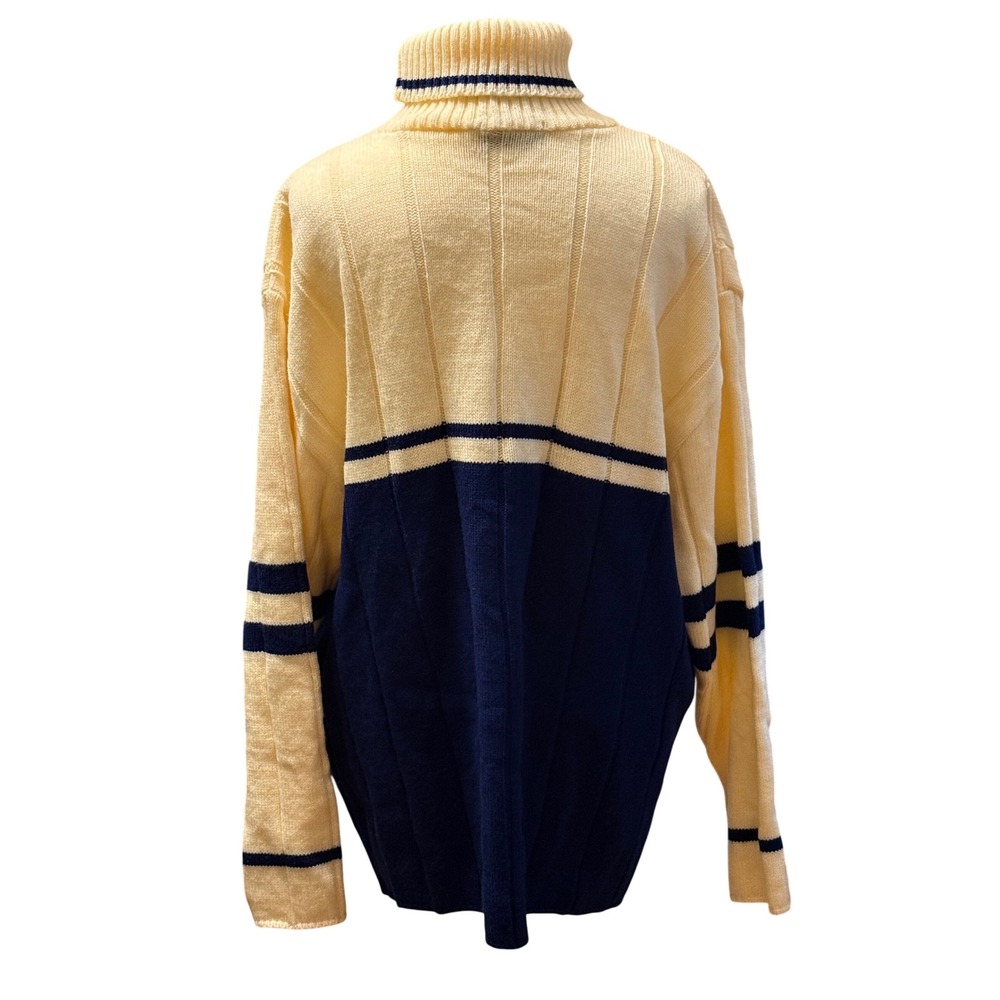 LAVANE New York Mens XXL Cream Navy Striped Turtleneck Sweater‎ Pullover - Picture 2 of 5